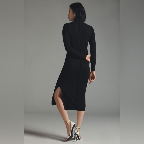 NWT Anthropologie T.La Side-Slit Knit Bodycon Mock Dress - Picture 3 of 4